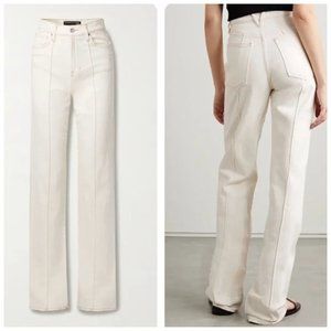 VERONICA BEARD Dylan high-rise straight-leg jeans Ecru Sz 25 NWT 298